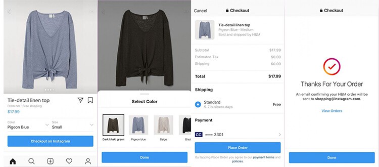 Instagram Checkout Process